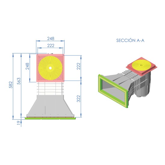 Skimmer liner μεγάλου ανοίγματος και τετράγωνο καπάκι 15lit