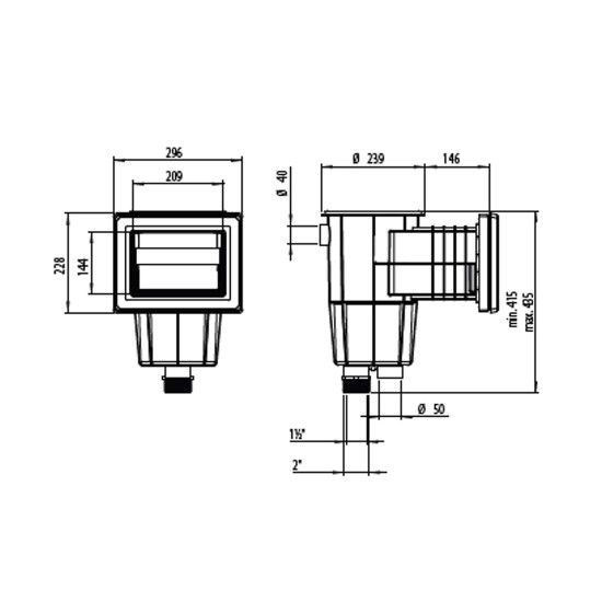 Skimmer liner STANDARD τετράγωνο καπάκι 15lit