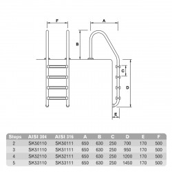 Ladder AISI 316 Model Standard with 2 steps